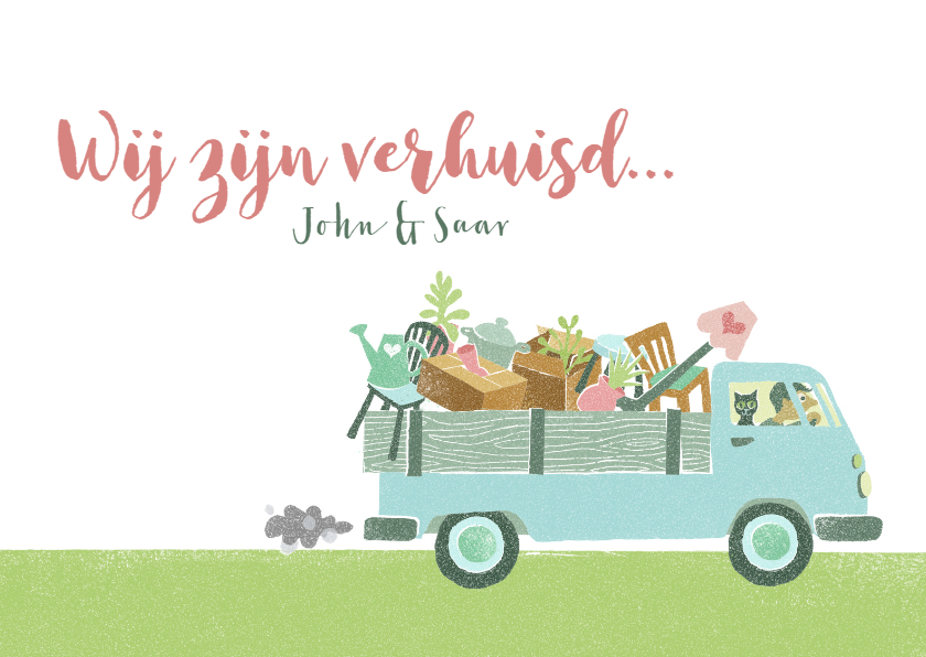 Verhuiskaart busje volkswagen samenwonen - Verhuiskaarten Verhuiskaarten - Verhuiskaart busje volkswagen samenwonen