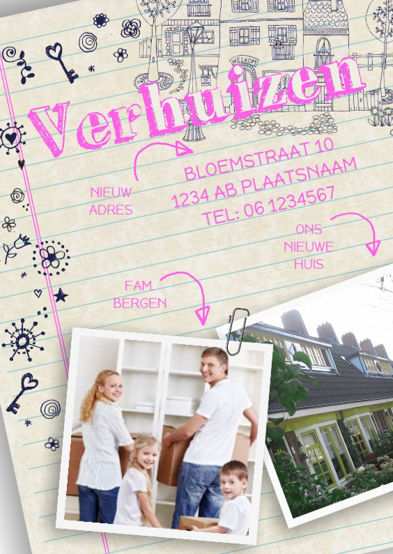 Verhuiskaart Doodle Huis Foto - Verhuiskaarten Verhuiskaarten - Verhuiskaart Doodle Huis Foto