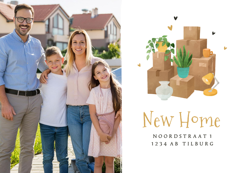 Verhuiskaart dozen planten nieuwe stek adreswijziging foto - Verhuiskaarten Verhuiskaarten - Verhuiskaart dozen planten nieuwe stek adreswijziging foto