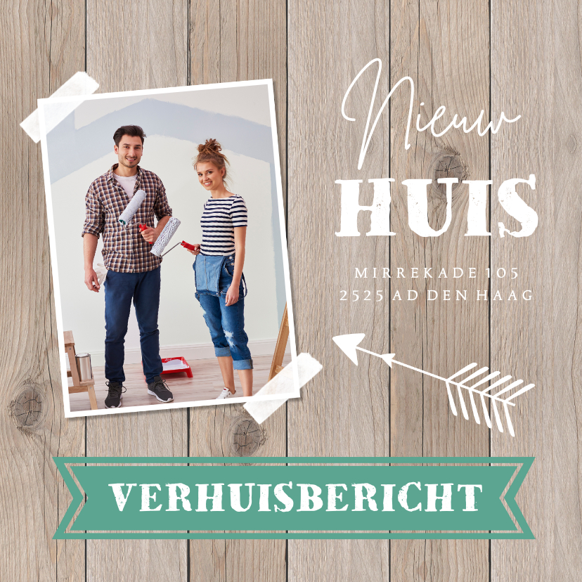 Verhuiskaarten - Verhuiskaart foto houtlook