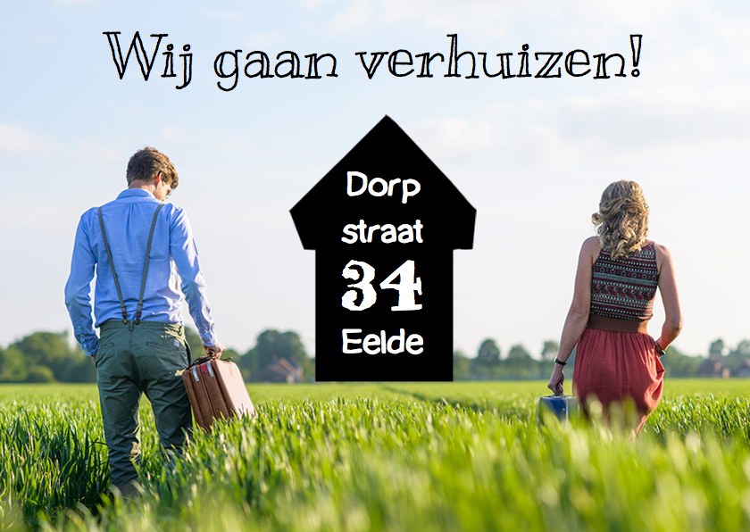 Verhuiskaart foto krijtbord huis - Verhuiskaarten Verhuiskaarten - Verhuiskaart foto krijtbord huis