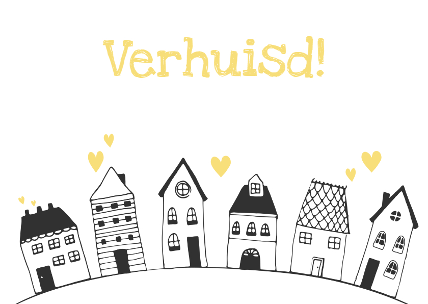 Verhuiskaart getekende huisjes - SV - Verhuiskaarten Verhuiskaarten - Verhuiskaart getekende huisjes - SV