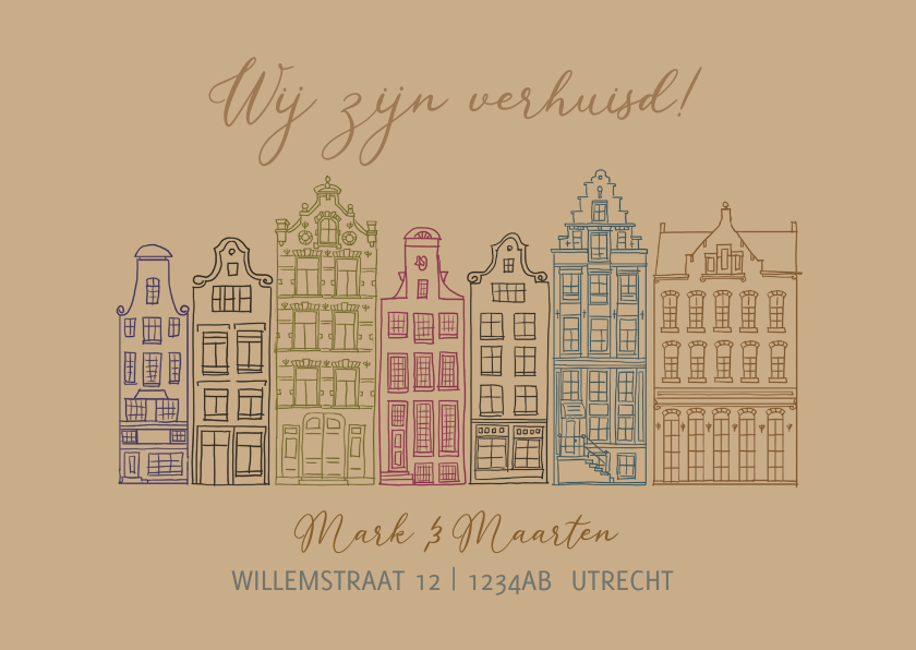 Verhuiskaart gevels oudhollands - Verhuiskaarten Verhuiskaarten - Verhuiskaart gevels oudhollands
