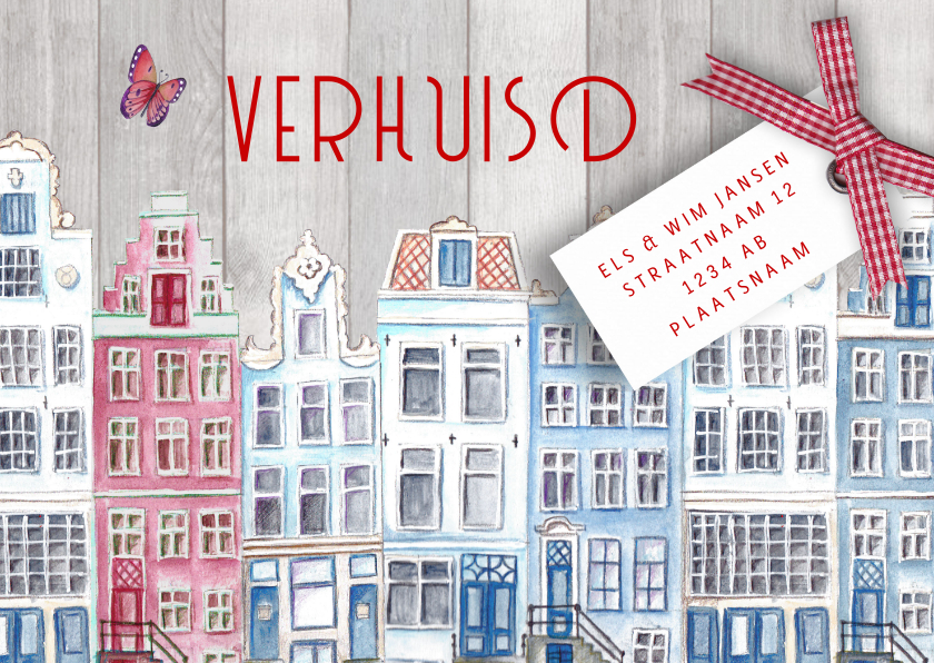 Verhuiskaarten - Verhuiskaart Hollands HUIS rood wit blauw