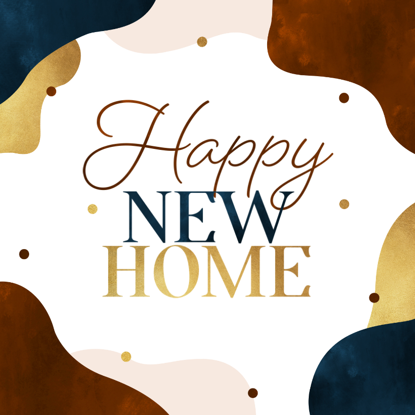 Verhuiskaarten - Verhuiskaart housewarming happy new home goud confetti