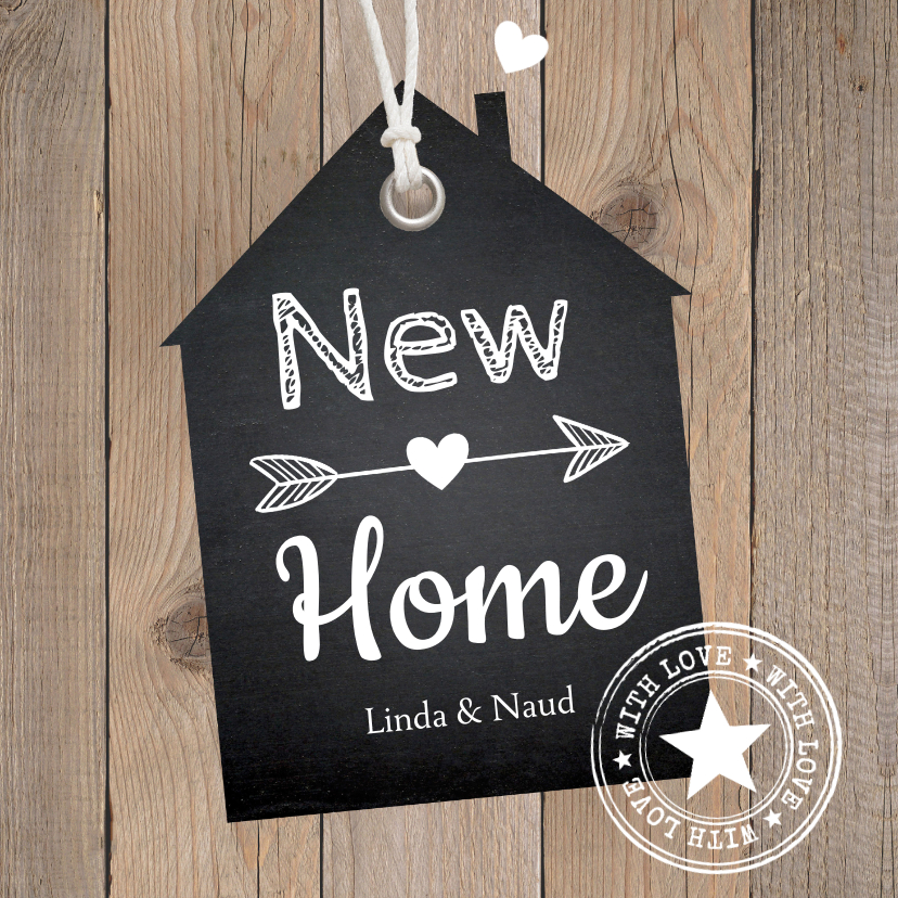 Verhuiskaarten - Verhuiskaart houtlook huisje zwart "new home"