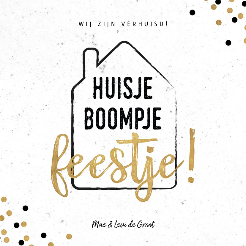 Verhuiskaarten - Verhuiskaart huisje boompje feestje hip