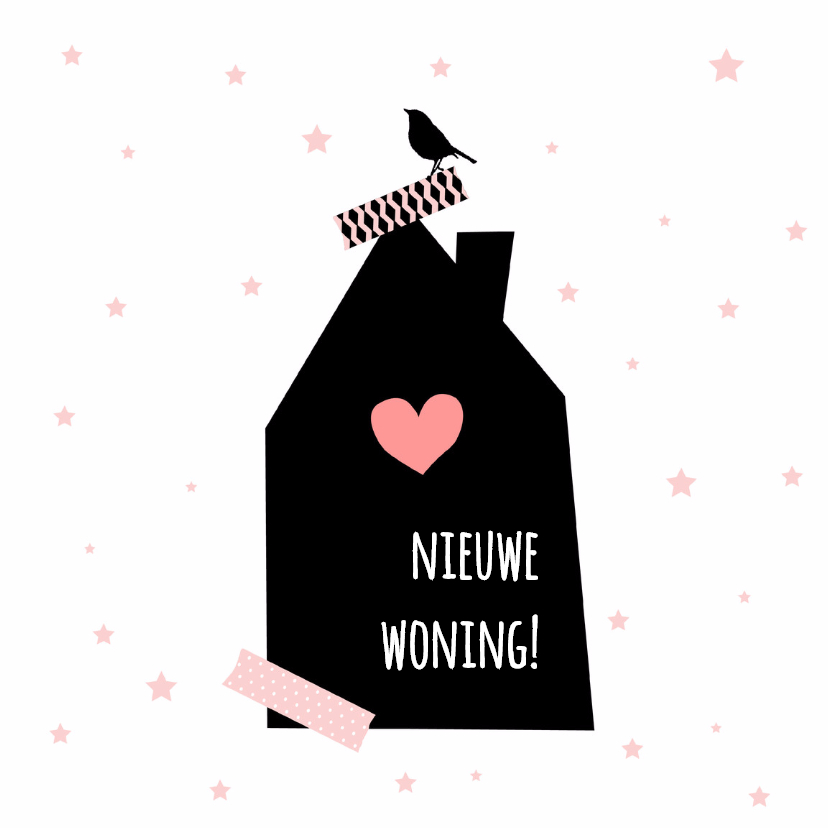 Verhuiskaart - Huisje, sterren - Verhuiskaarten Verhuiskaarten - Verhuiskaart - Huisje, sterren