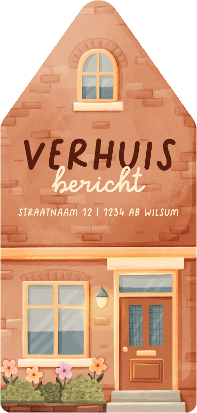 Verhuiskaarten - Verhuiskaart in huisvorm huisje met plantjes
