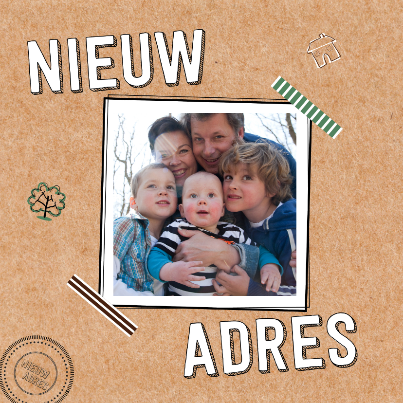 Verhuiskaart karton foto tape - Verhuiskaarten Verhuiskaarten - Verhuiskaart karton foto tape