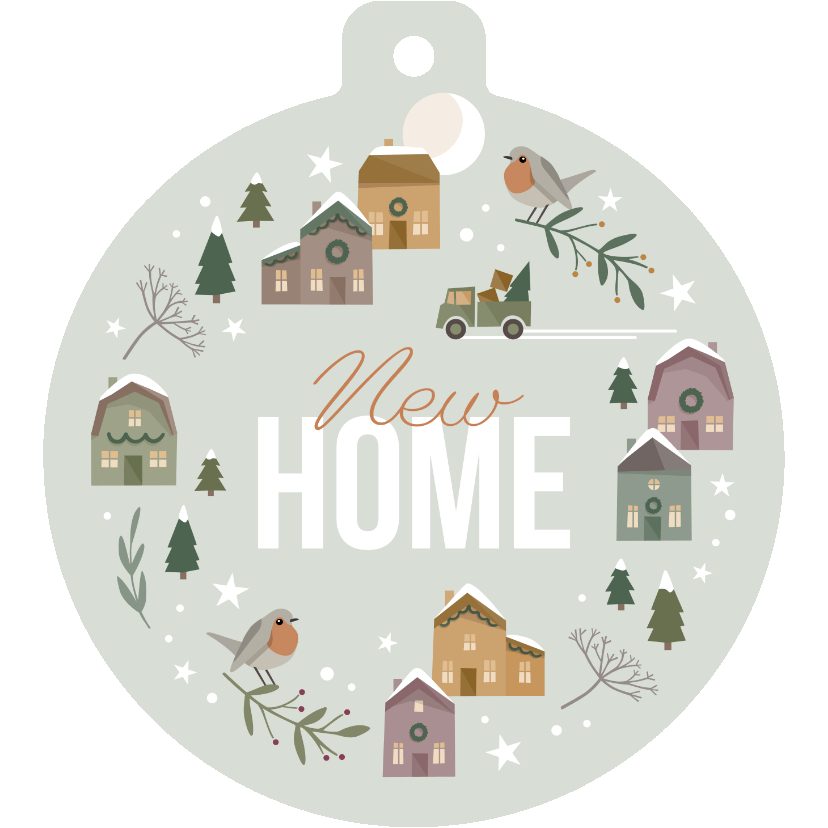 Verhuiskaart kerstdorpje met verhuiswagen - Verhuiskaarten Verhuiskaarten - Verhuiskaart kerstdorpje met verhuiswagen