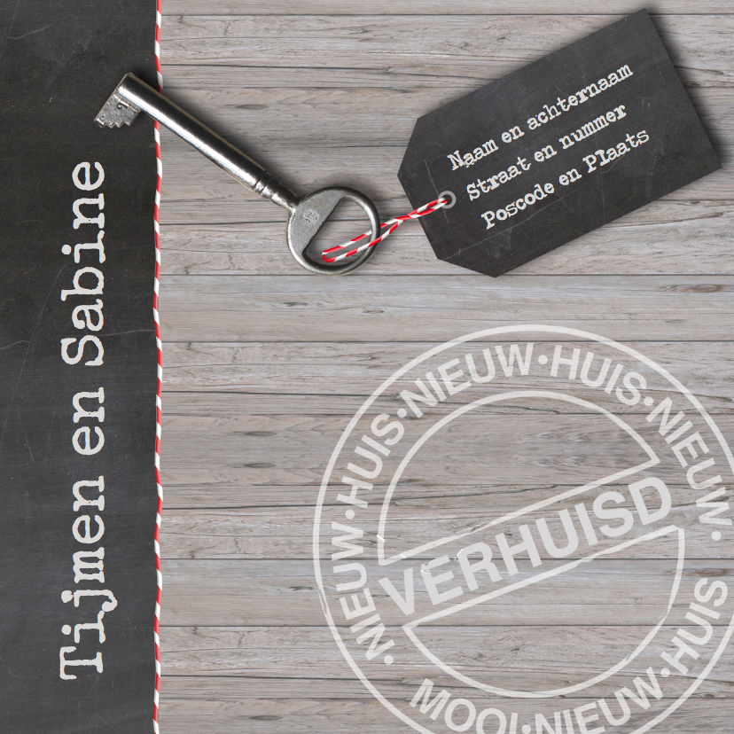 Verhuiskaart krijt en touwtje - Verhuiskaarten Verhuiskaarten - Verhuiskaart krijt en touwtje