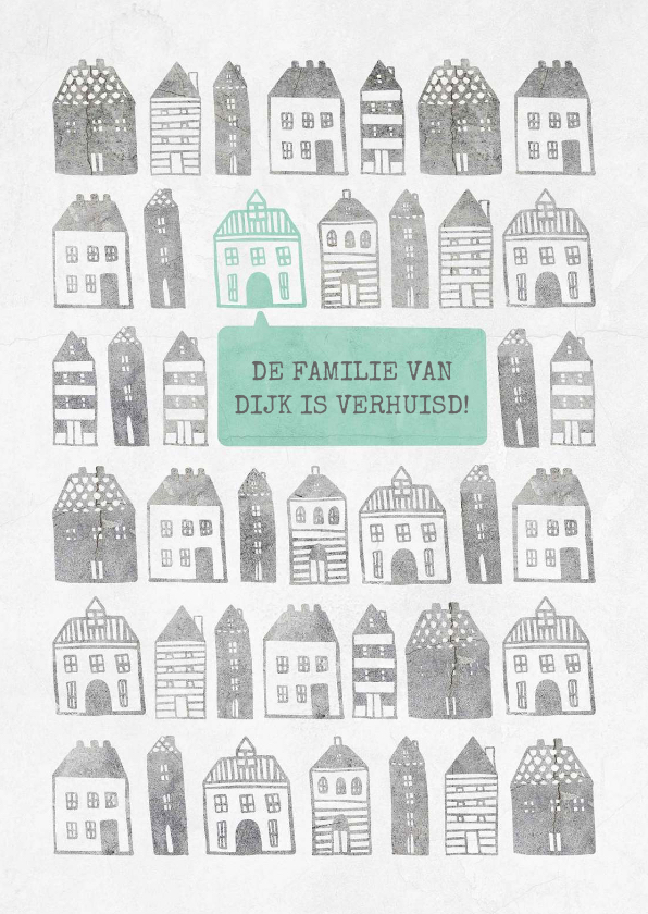 Verhuiskaart met geïllustreerde huisjes - Verhuiskaarten Verhuiskaarten - Verhuiskaart met geïllustreerde huisjes