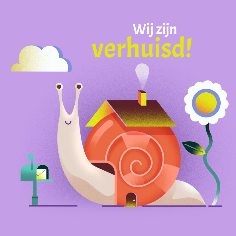 Verhuiskaart met grappig slakje - Verhuiskaarten Verhuiskaarten - Verhuiskaart met grappig slakje