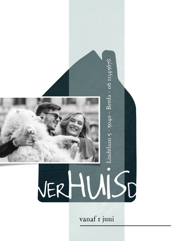 verhuiskaart met huis en speelse typografie - Verhuiskaarten Verhuiskaarten - verhuiskaart met huis en speelse typografie