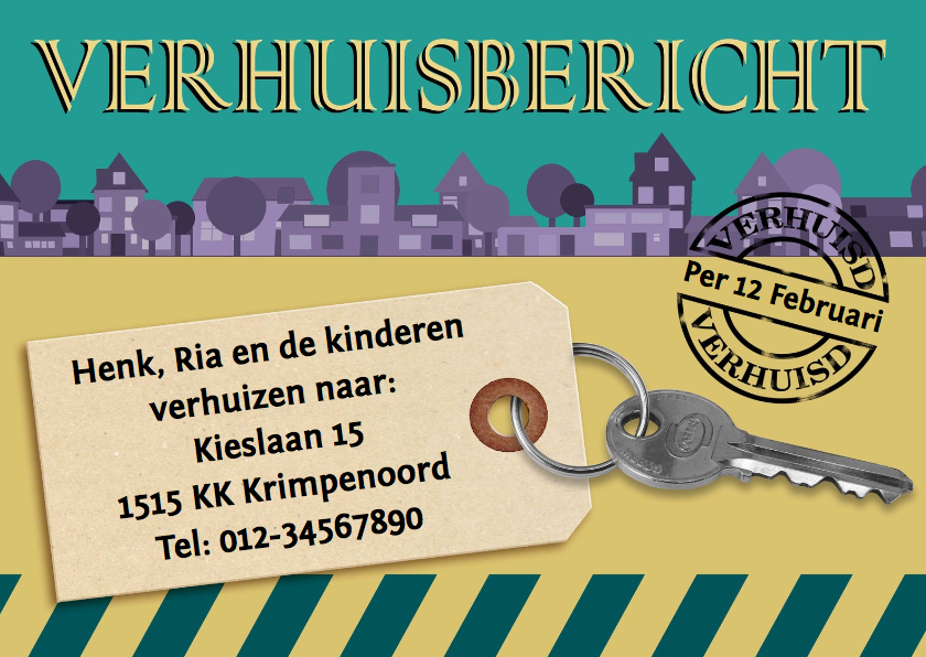 Verhuiskaart modern sleutel - HE - Verhuiskaarten Verhuiskaarten - Verhuiskaart modern sleutel - HE