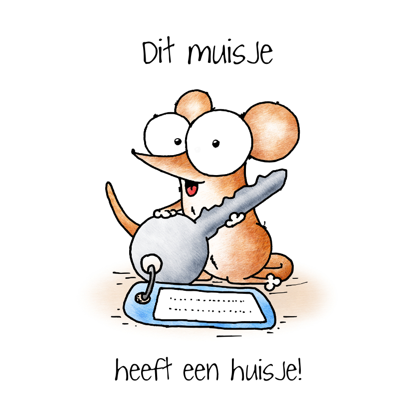 Verhuiskaart muisje met verhuissleutel - Verhuiskaarten Verhuiskaarten - Verhuiskaart muisje met verhuissleutel