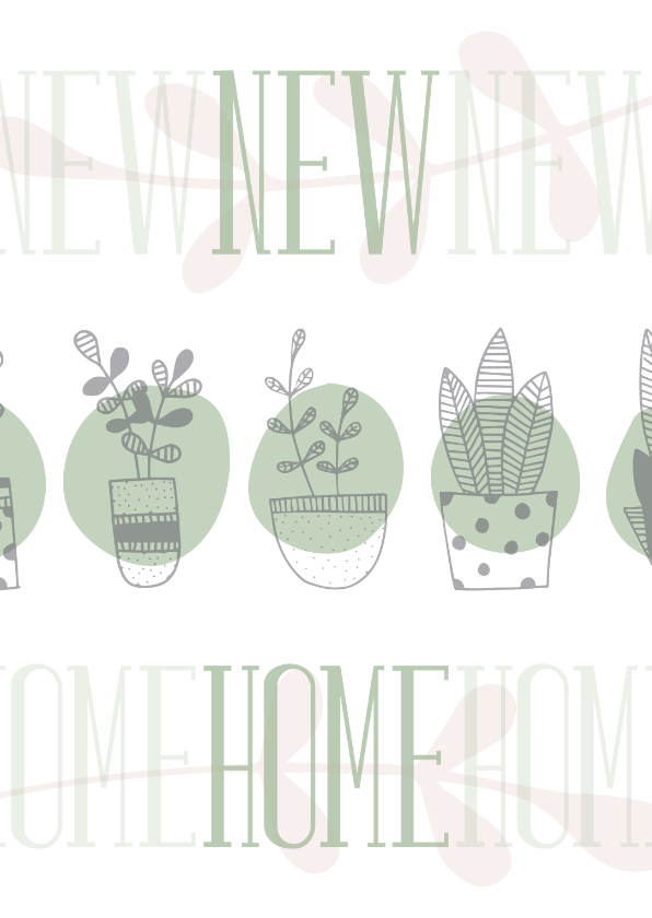 Verhuiskaarten - Verhuiskaart 'NEW HOME' botanische stijl