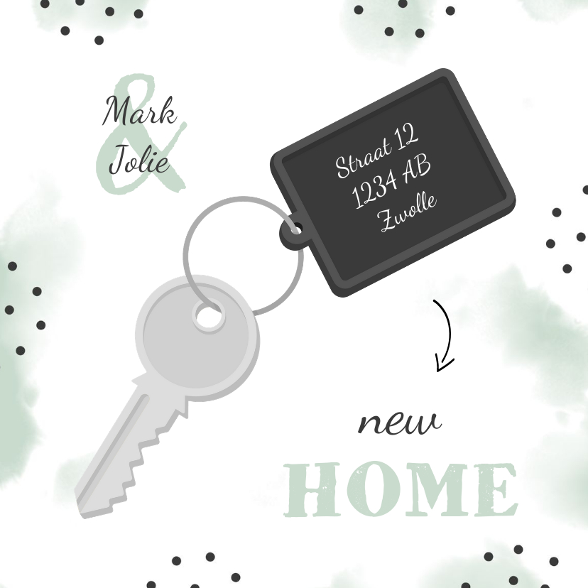 Verhuiskaart new home sleutel met label - Verhuiskaarten Verhuiskaarten - Verhuiskaart new home sleutel met label