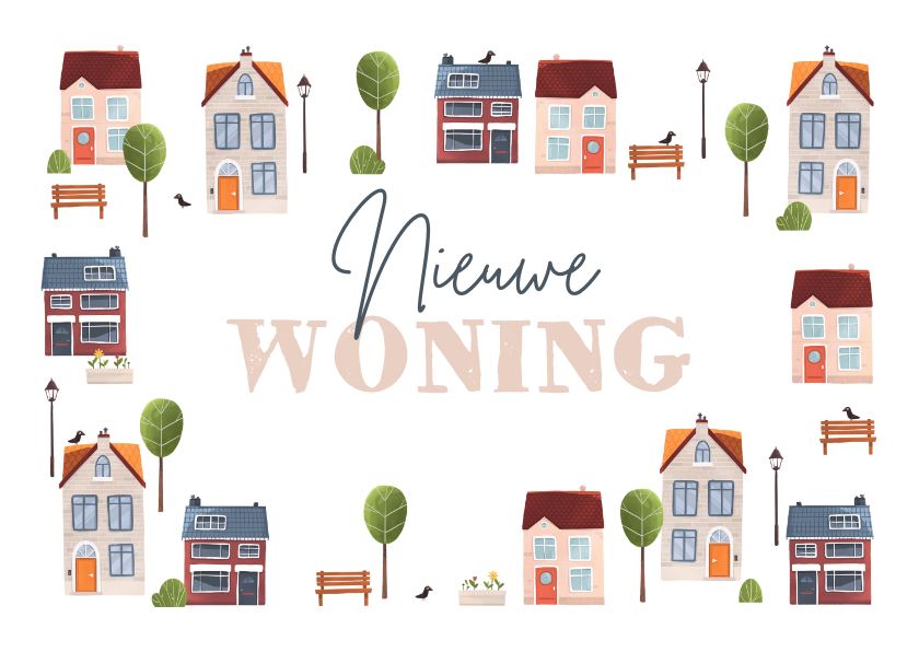 Verhuiskaart nieuwe woning huisjes buurt sleutel - Verhuiskaarten Verhuiskaarten - Verhuiskaart nieuwe woning huisjes buurt sleutel