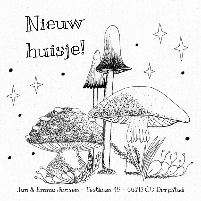 Verhuiskaarten - Verhuiskaart paddenstoelen