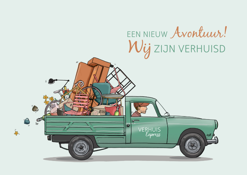 Verhuiskaarten - Verhuiskaart pick-up groen