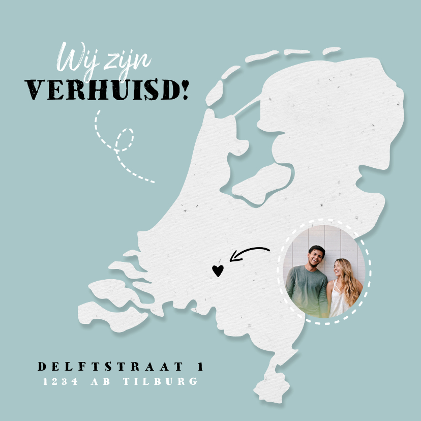 Verhuiskaarten - Verhuiskaart plattegrond van Nederland met foto
