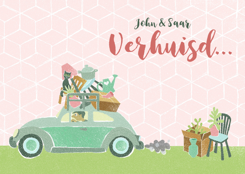 Verhuiskaart samenwonen kever auto - Verhuiskaarten Verhuiskaarten - Verhuiskaart samenwonen kever auto