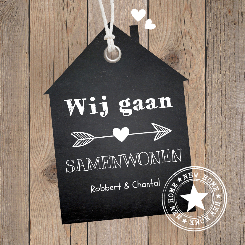 Verhuiskaarten - Verhuiskaart samenwonen label huis houtlook