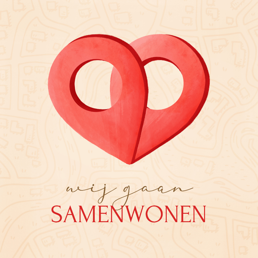 Verhuiskaarten - Verhuiskaart samenwonen locatie pin hart