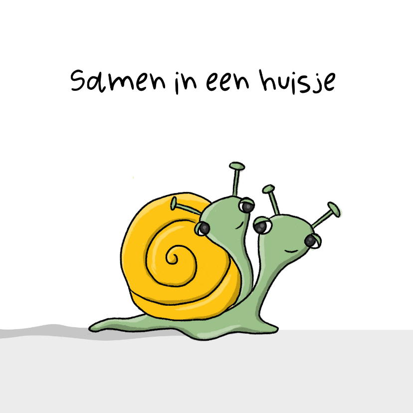 Verhuiskaarten - Verhuiskaart samenwonen slakken een huisje kaart