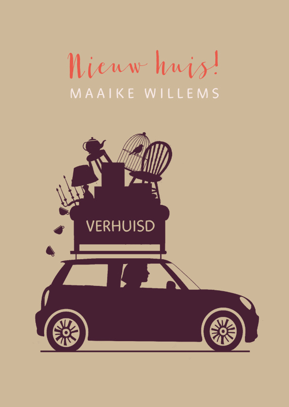 Verhuiskaart silhouet auto kraftlook - Verhuiskaarten Verhuiskaarten - Verhuiskaart silhouet auto kraftlook