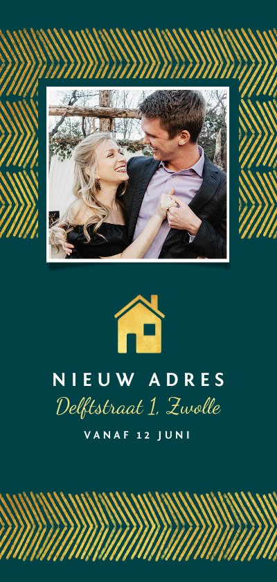 Verhuiskaart stijlvol goud foto huisje patroon - Verhuiskaarten Verhuiskaarten - Verhuiskaart stijlvol goud foto huisje patroon