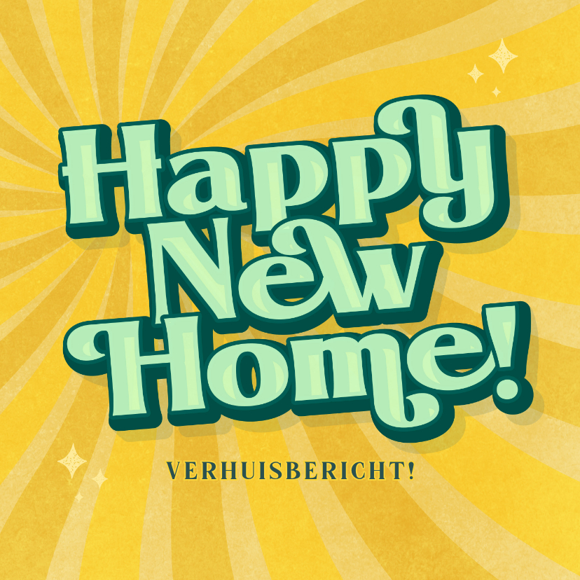 Verhuiskaarten - Verhuiskaart trendy vintage typografie 70s sunburst