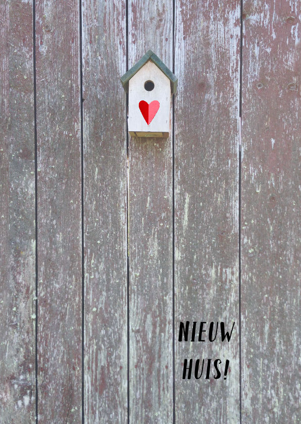 Verhuiskaart vogelhuisje hout - Verhuiskaarten Verhuiskaarten - Verhuiskaart vogelhuisje hout