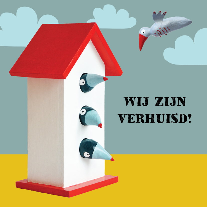 Verhuiskaart vogelhuisje - Verhuiskaarten Verhuiskaarten - Verhuiskaart vogelhuisje
