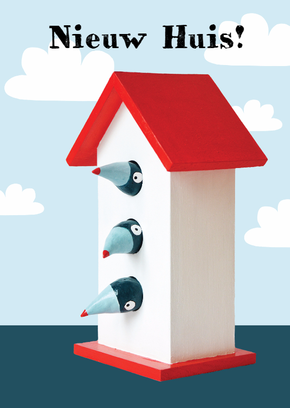Verhuiskaart vogels in huisje - Verhuiskaarten Verhuiskaarten - Verhuiskaart vogels in huisje