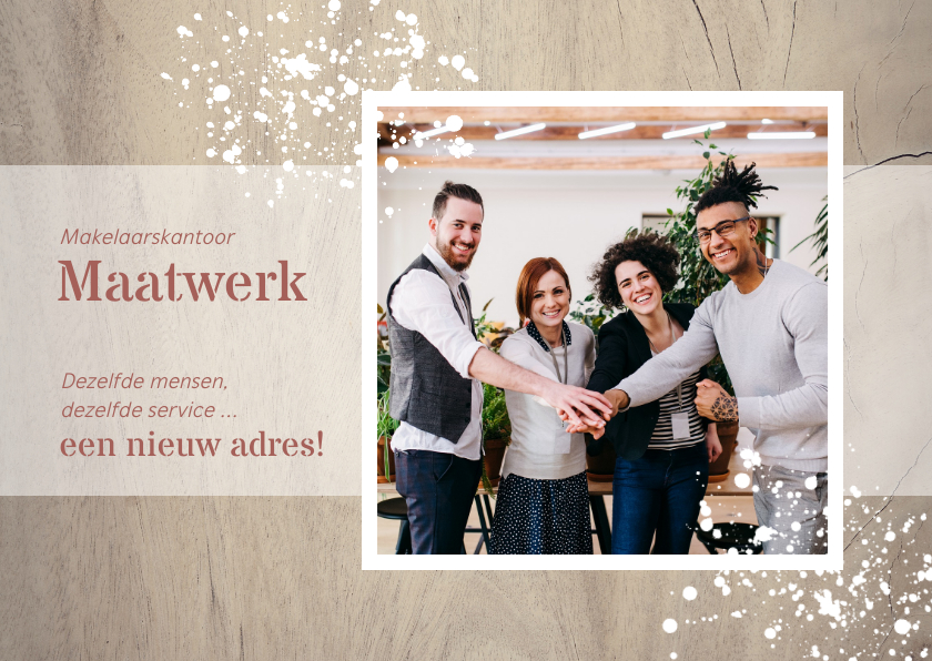 Verhuiskaart Zakelijk houtlook met foto - Verhuiskaarten Verhuiskaarten - Verhuiskaart Zakelijk houtlook met foto