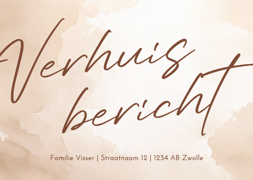 Verhuiskaartje waterverf beige verhuisbericht - Verhuiskaarten Verhuiskaarten - Verhuiskaartje waterverf beige verhuisbericht