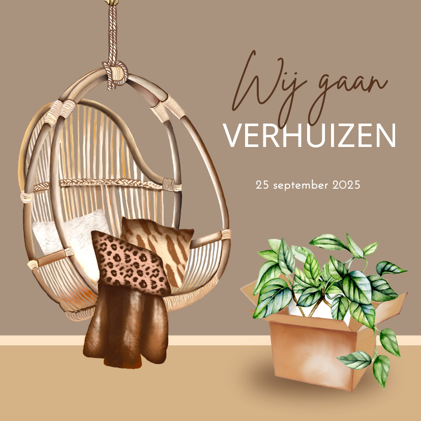 Verhuizen hangstoel bamboe - Verhuiskaarten Verhuiskaarten - Verhuizen hangstoel bamboe
