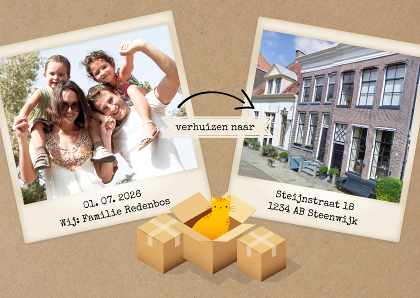 Wij verhuizen naar met 2 foto's - Verhuiskaarten Verhuiskaarten - Wij verhuizen naar met 2 foto's