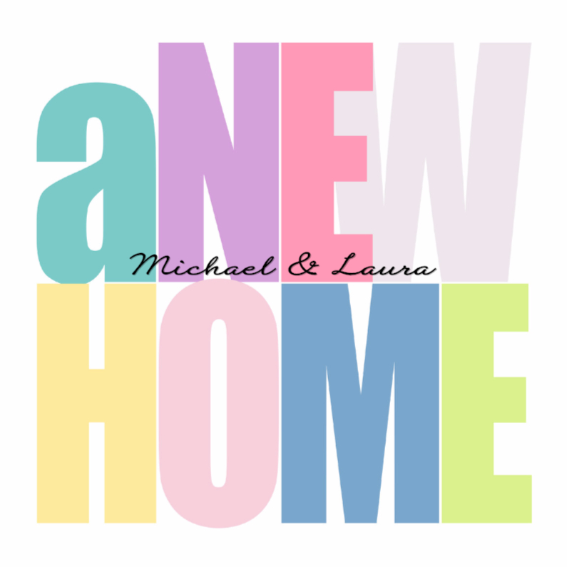 Woorden A New Home - BK - Verhuiskaarten Verhuiskaarten - Woorden A New Home - BK