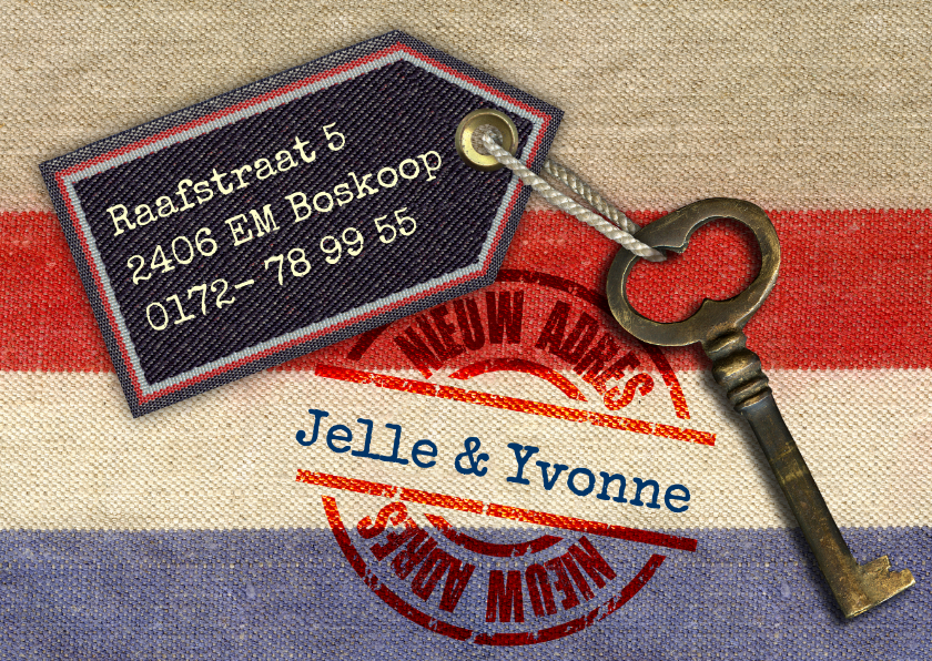 YVON verhuis ptt postzak sleutel stempel - Verhuiskaarten Verhuiskaarten - YVON verhuis ptt postzak sleutel stempel