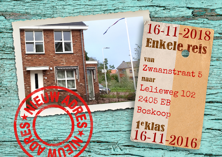 YVON verhuiskaart treinkaartje - Verhuiskaarten Verhuiskaarten - YVON verhuiskaart treinkaartje