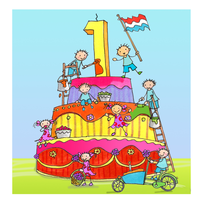 1 jaar anet illustraties - Verjaardagskaarten Verjaardagskaarten - 1 jaar anet illustraties