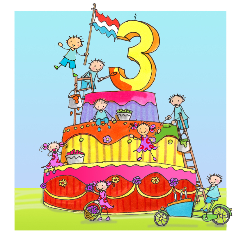 3 jaar Anet Illustraties - Verjaardagskaarten Verjaardagskaarten - 3 jaar Anet Illustraties