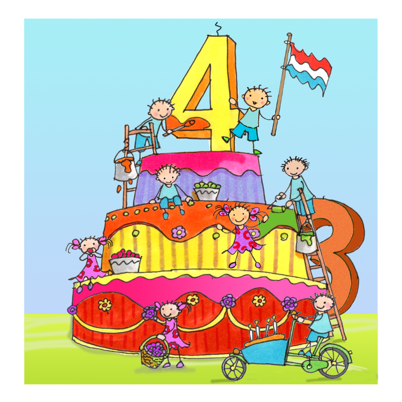 Verbazingwekkend 4 jaar Anet Illustraties - Verjaardagskaarten | Kaartje2go WZ-26