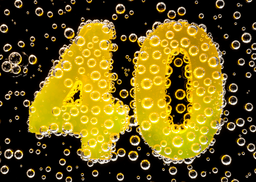 Verjaardagskaarten - 40 in feestelijke champagne