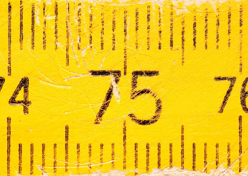 Verjaardagskaarten - 75 op oude gele duimstok