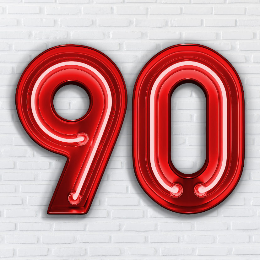 90 jaar in stoere industriële neon cijfers - Verjaardagskaarten Verjaardagskaarten - 90 jaar in stoere industriële neon cijfers